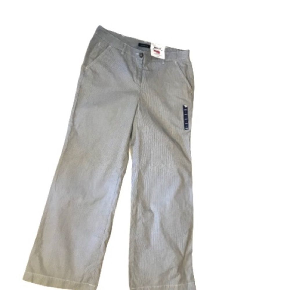 NWT. LANDS END, navy pinstripe fit 1, darling wide leg pants